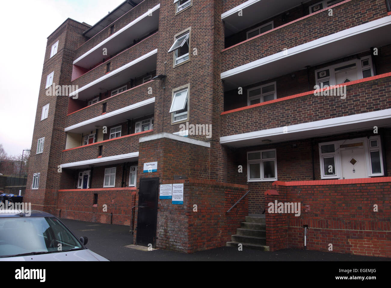 Minicipal Gehäuse, Peckham, South London Southwark Ende der 1920er Jahre - 1930er Jahre Trent Haus bauen, Frome House von Peckham Rye Park und Co Stockfoto