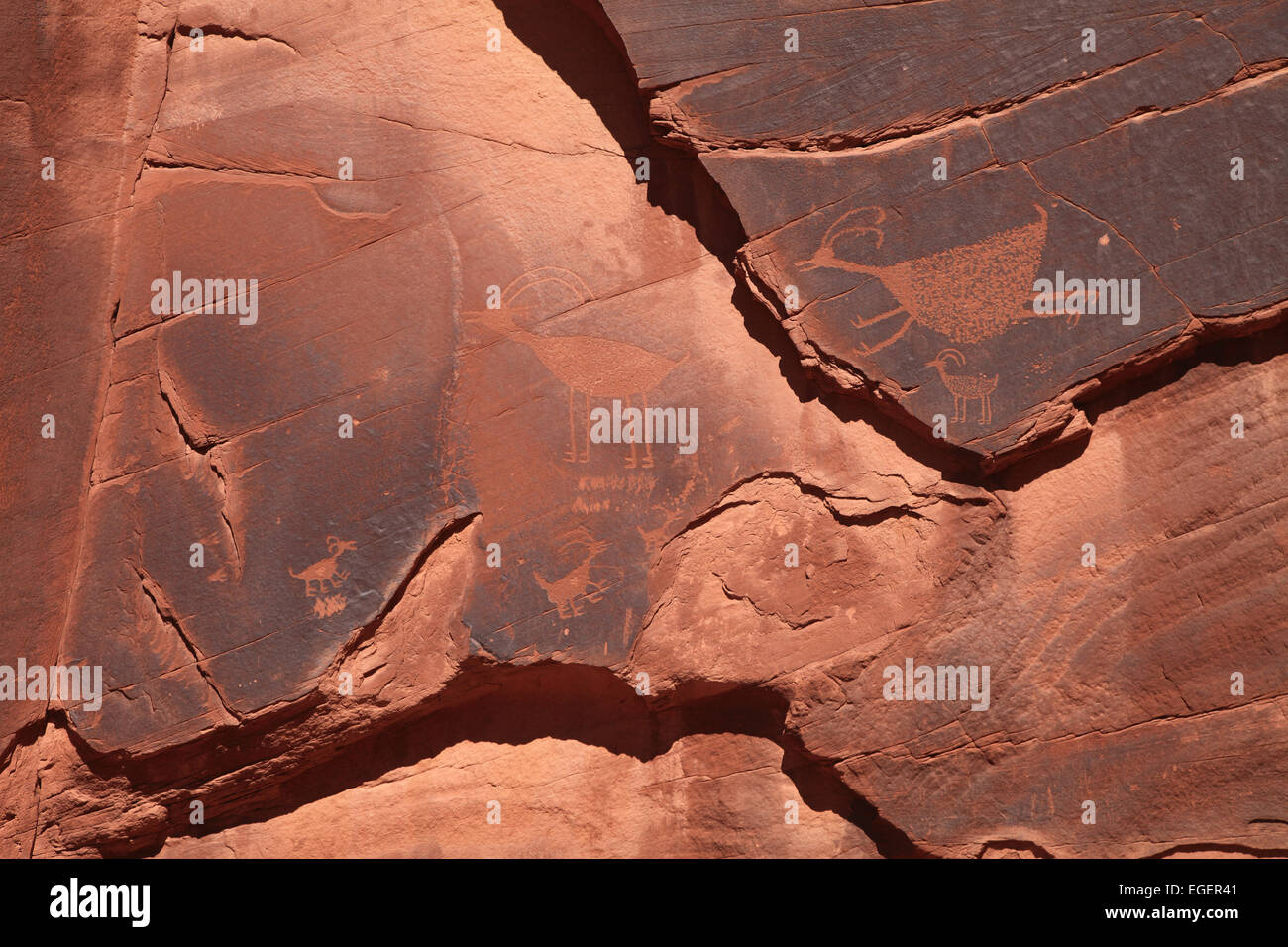 Navajo Petroglyphen Stockfoto