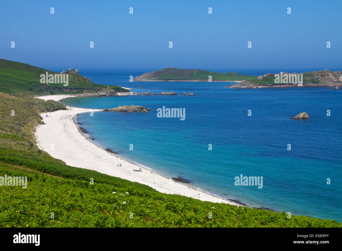 St.-Martins Isles of Scilly weiße Strände und azurblaues Meer Stockfoto