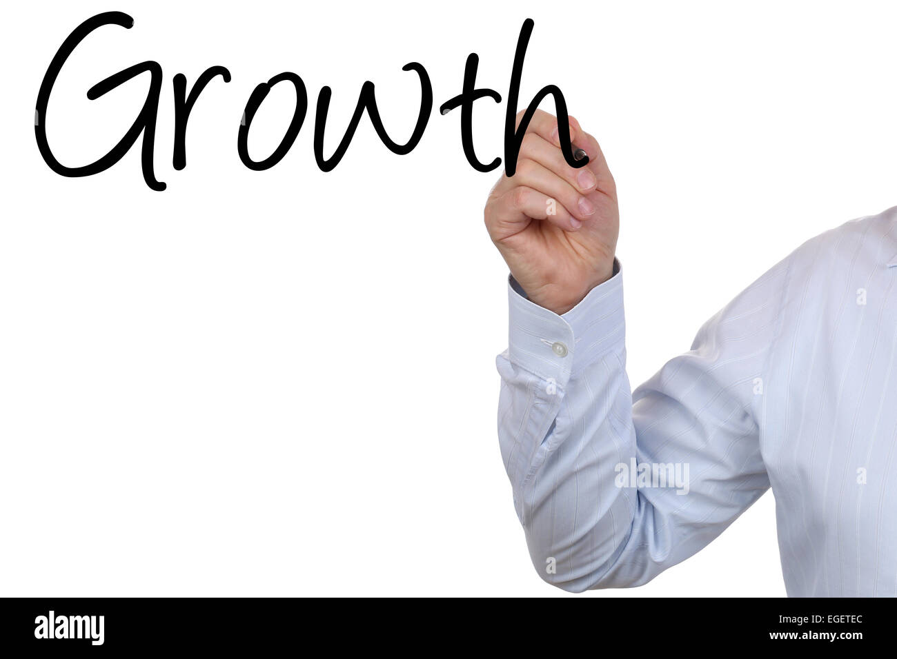 Geschäftsmann Unternehmenswachstum mit seiner Hand mit Exemplar zu schreiben Stockfoto