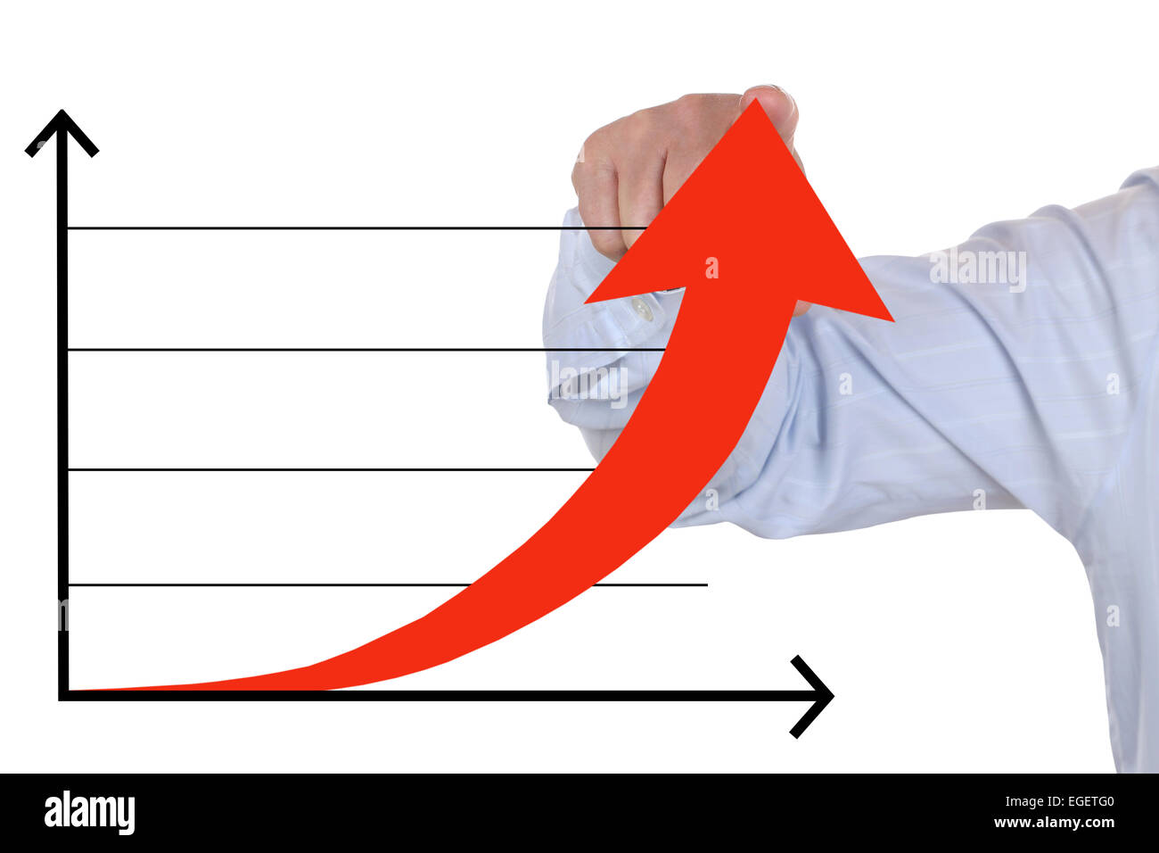 Zeigt eine erfolgreiche aufsteigen Business Konzept Analyse Wachstumsdiagramm Geschäftsmann Stockfoto