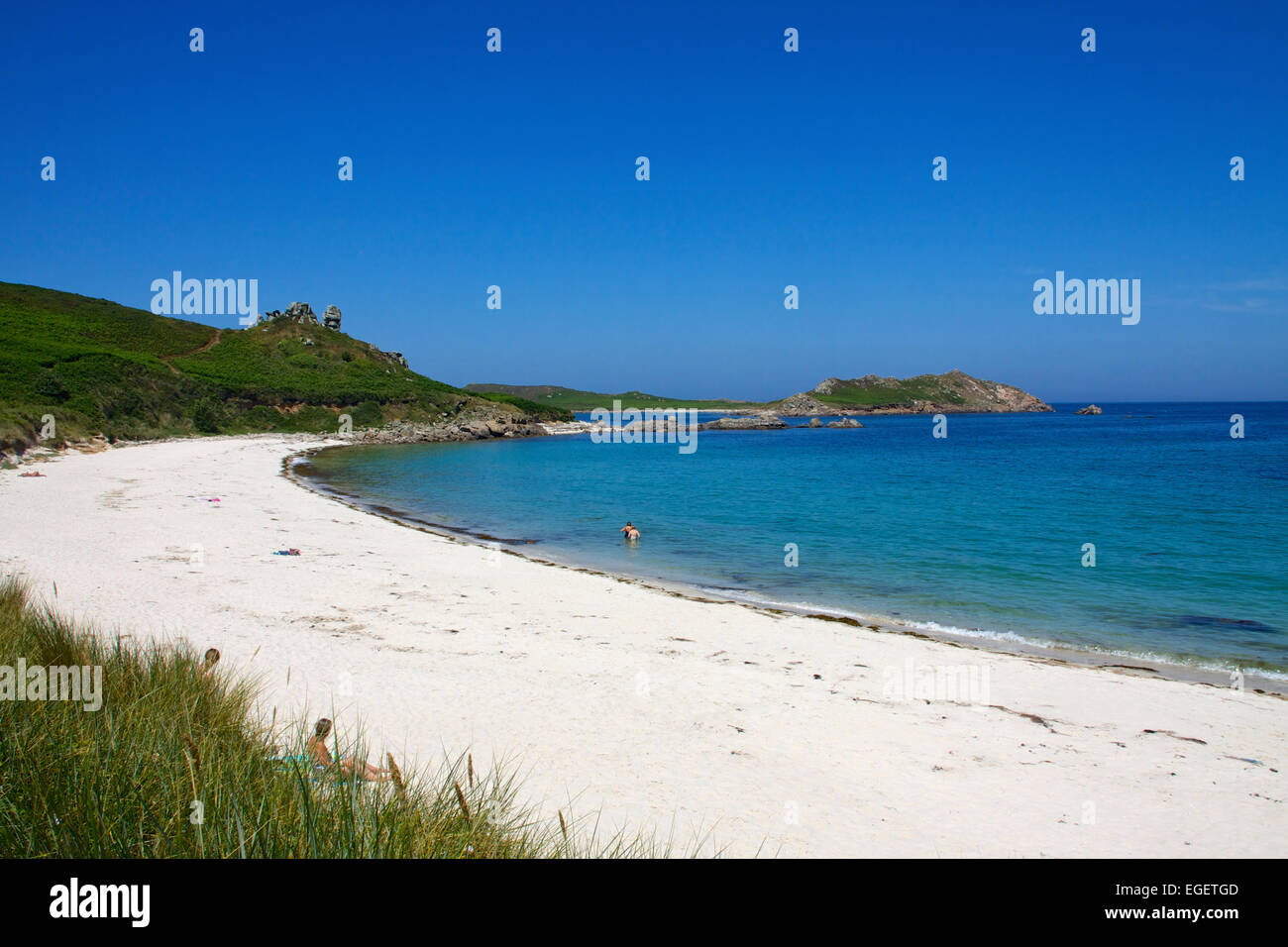 St.-Martins Isles of Scilly weiße Strände und azurblaues Meer Stockfoto