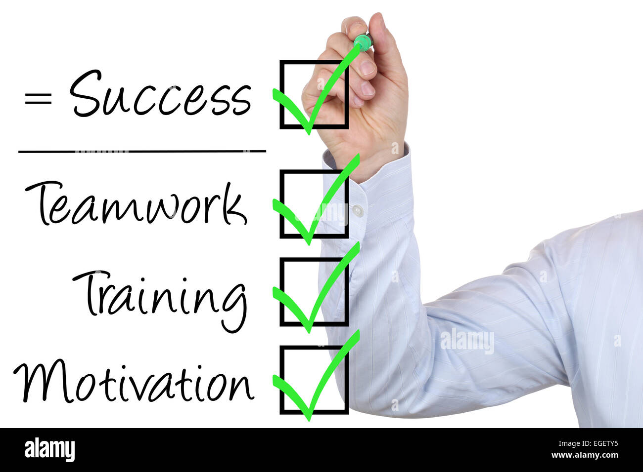 Geschäftsmann schreiben Erfolg Geschäftskonzept mit Teamwork, Training und motivation Stockfoto