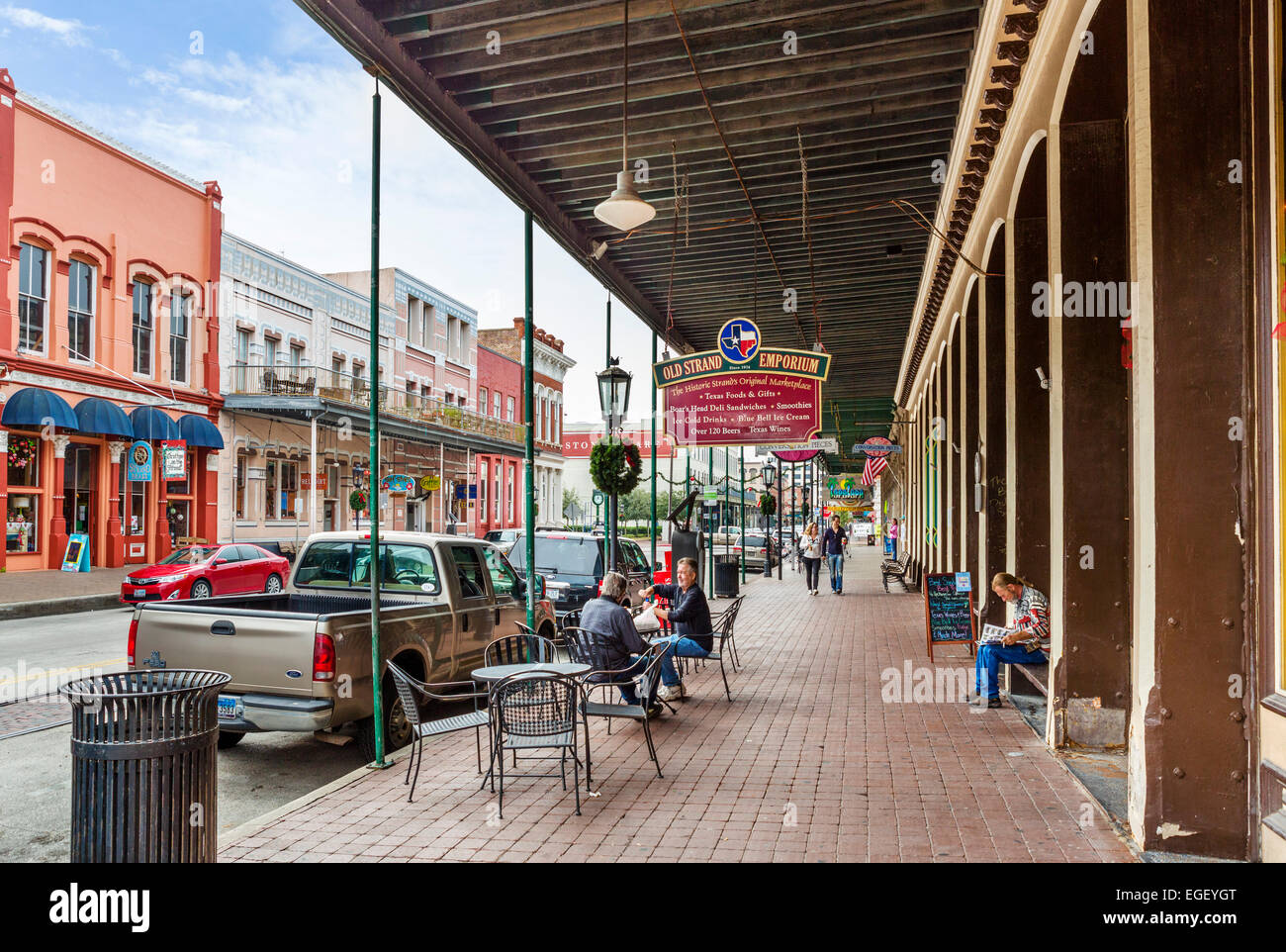 Cafe im alten Strang Emporium auf der Strand in der historischen Innenstadt von Galveston, Texas, USA Stockfoto