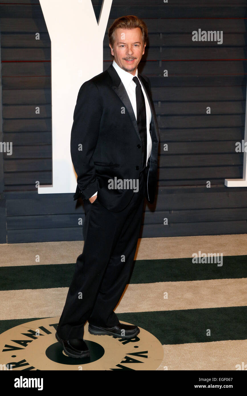 Schauspieler David Spade besucht der Vanity Fair Oscar Party im Wallis Annenberg Center für darstellende Künste in Beverly Hills, Los Angeles, USA, am 22. Februar 2015. Foto: Hubert Boesl /dpa - NO-Draht-Dienst- Stockfoto