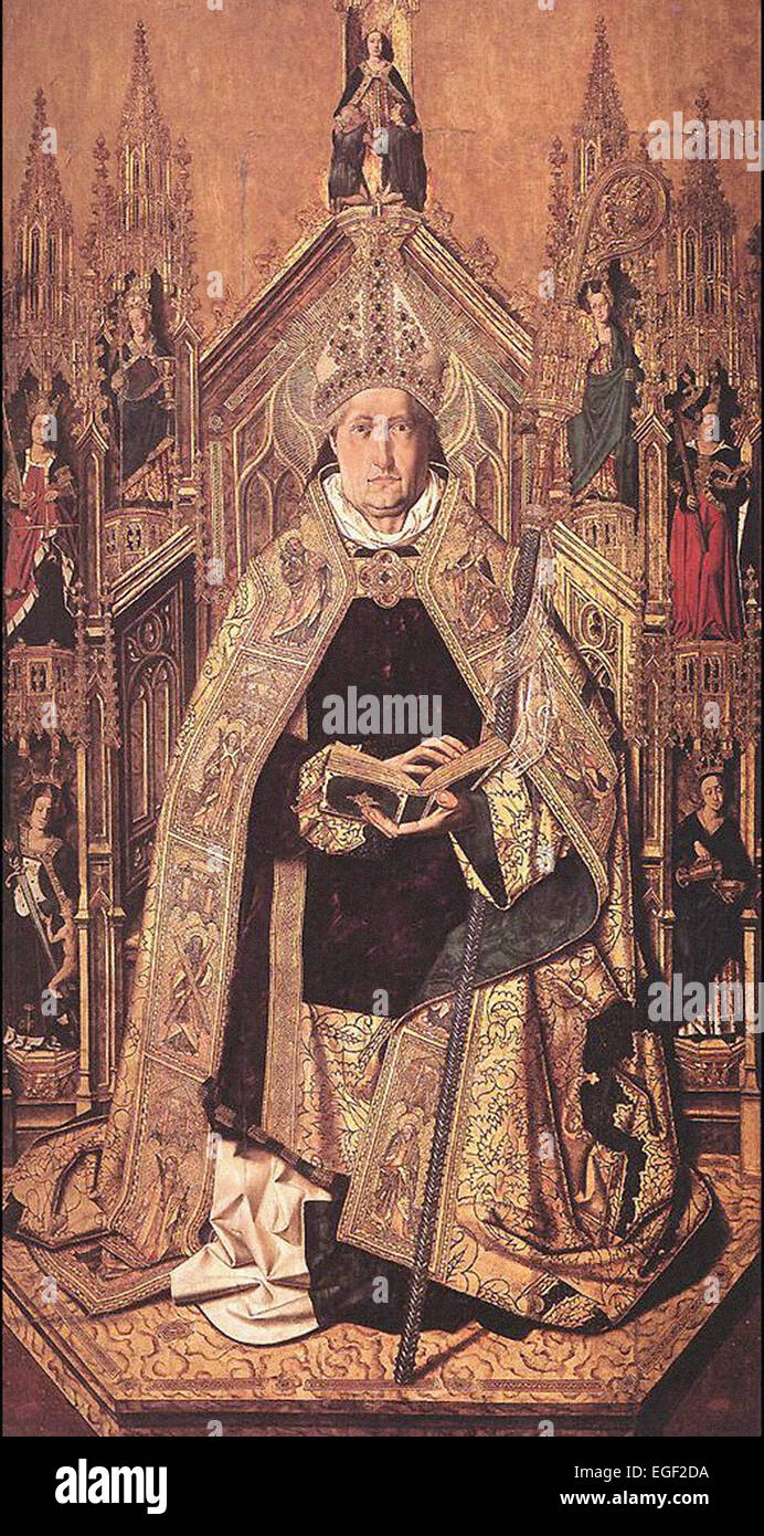 Bermejo Bartolome St. Domingo de Silos Enthroned als Abt Stockfoto