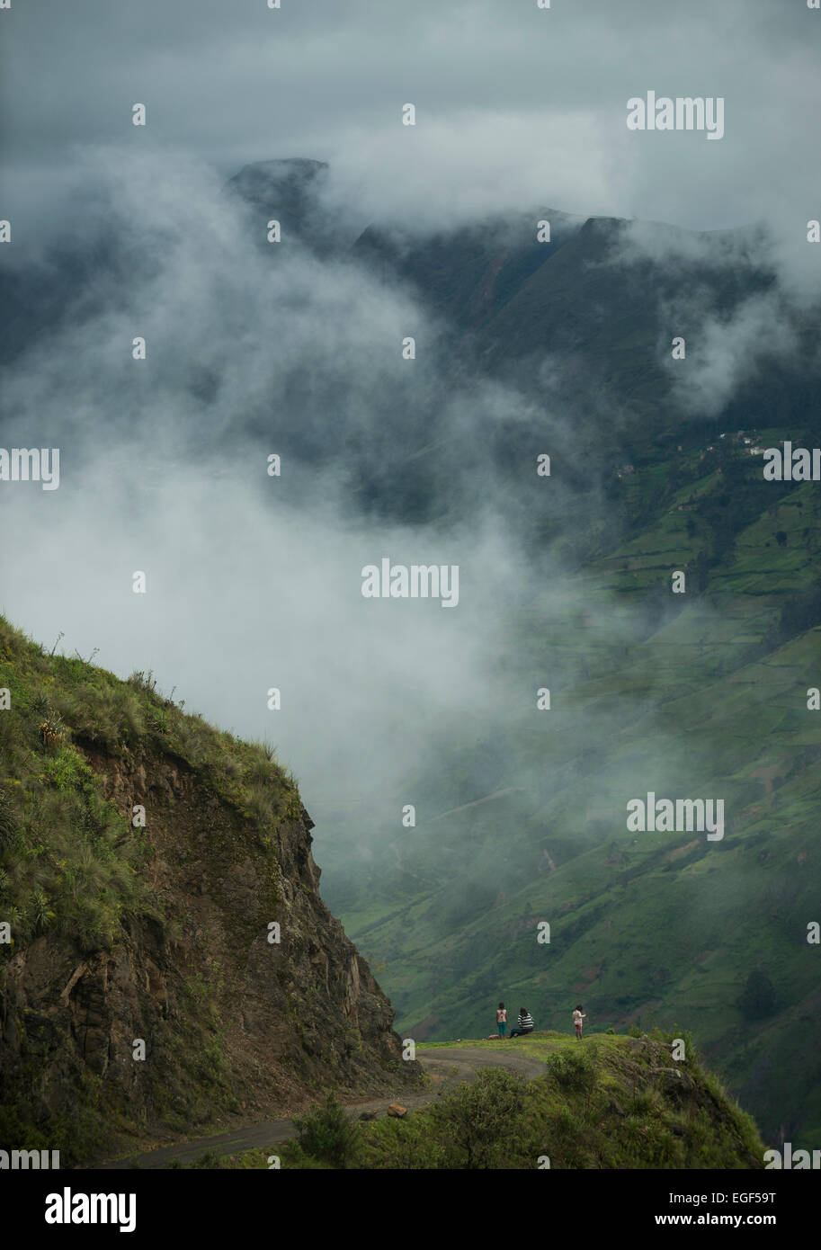 Blick durchs Tal, Sorata, Cordillera Real, Bolivien Stockfoto