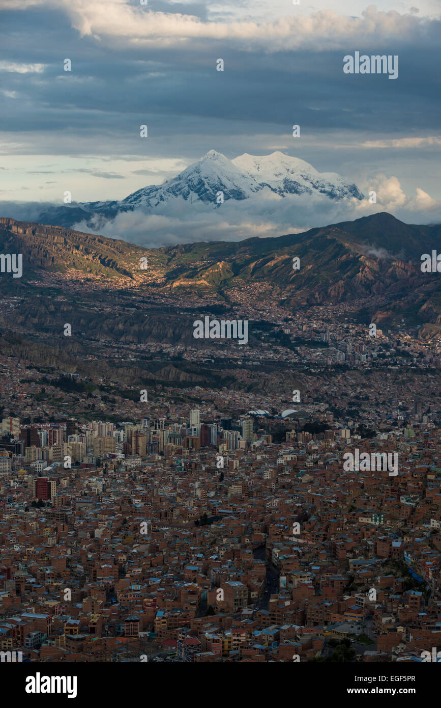 Blick auf La Paz von El Alto, La Paz, Bolivien Stockfoto