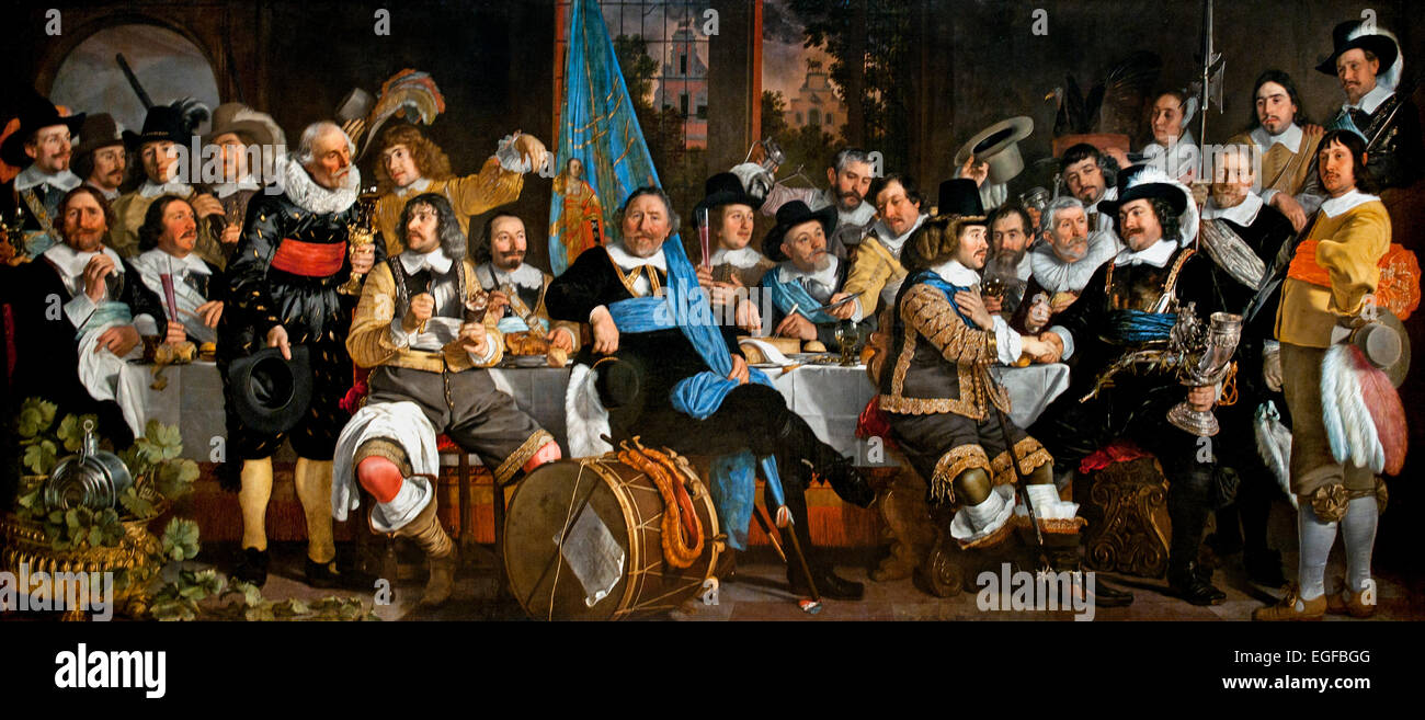 Bankett in der Crossbowmen's Guild in Celebration of the Treaty of Munster 1648 Bartholomeus van der Helst 1613 - Amsterdam 1670 Achtzig Jahre Krieg, Spanisch, Niederländisch, Niederlande, Stockfoto