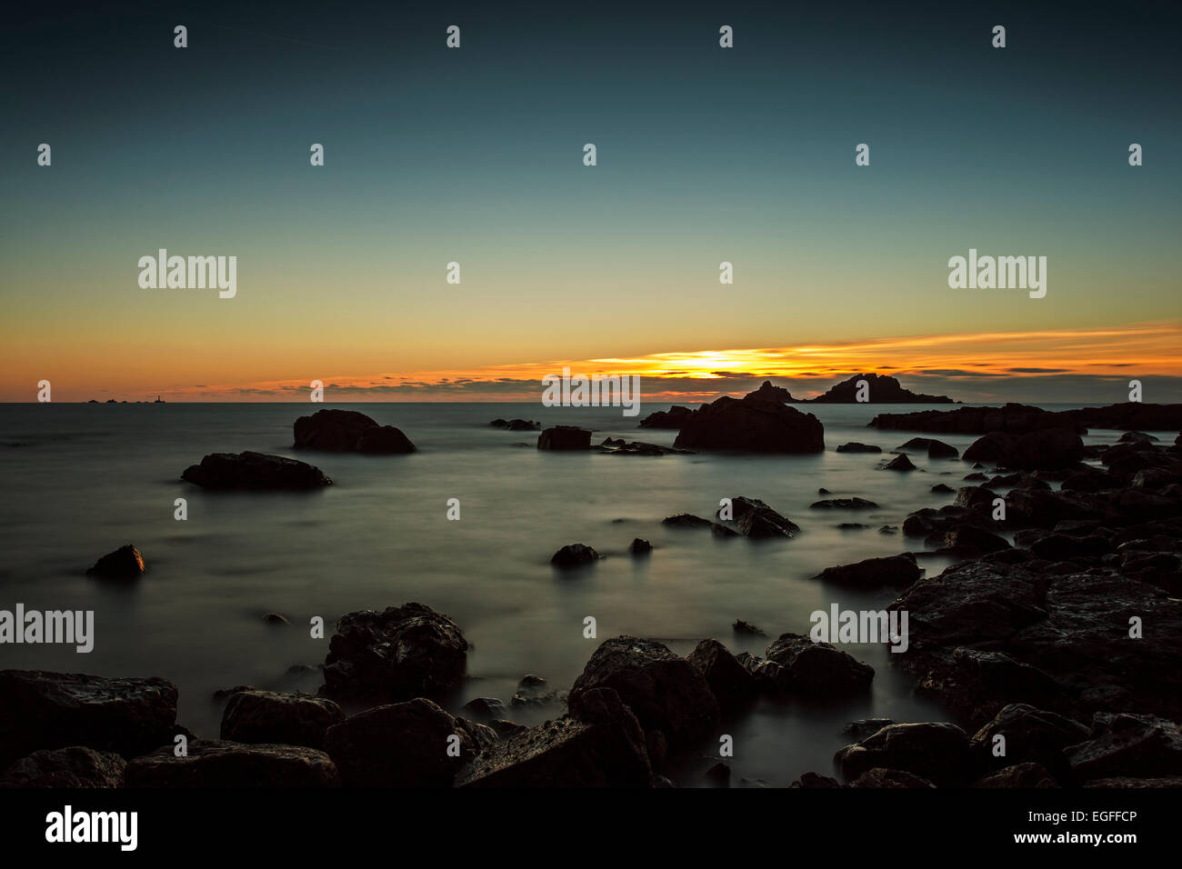 Sonnenuntergang am Priesters Cove Stockfoto