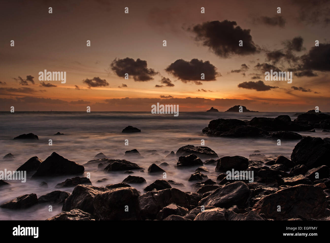 Sonnenuntergang am Priesters Cove Stockfoto