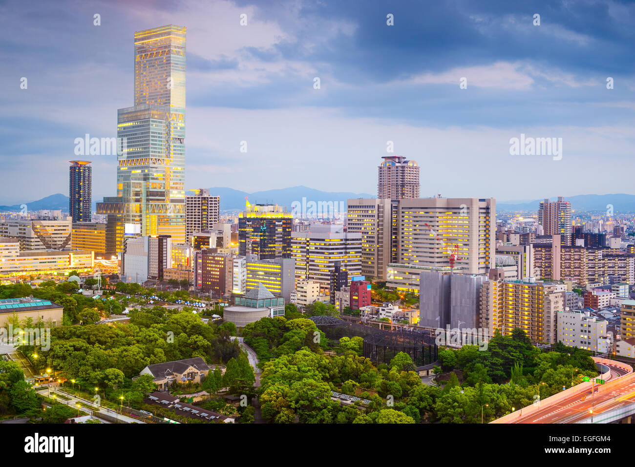 Osaka, Japan Stadtbild im Stadtteil Abeno. Stockfoto