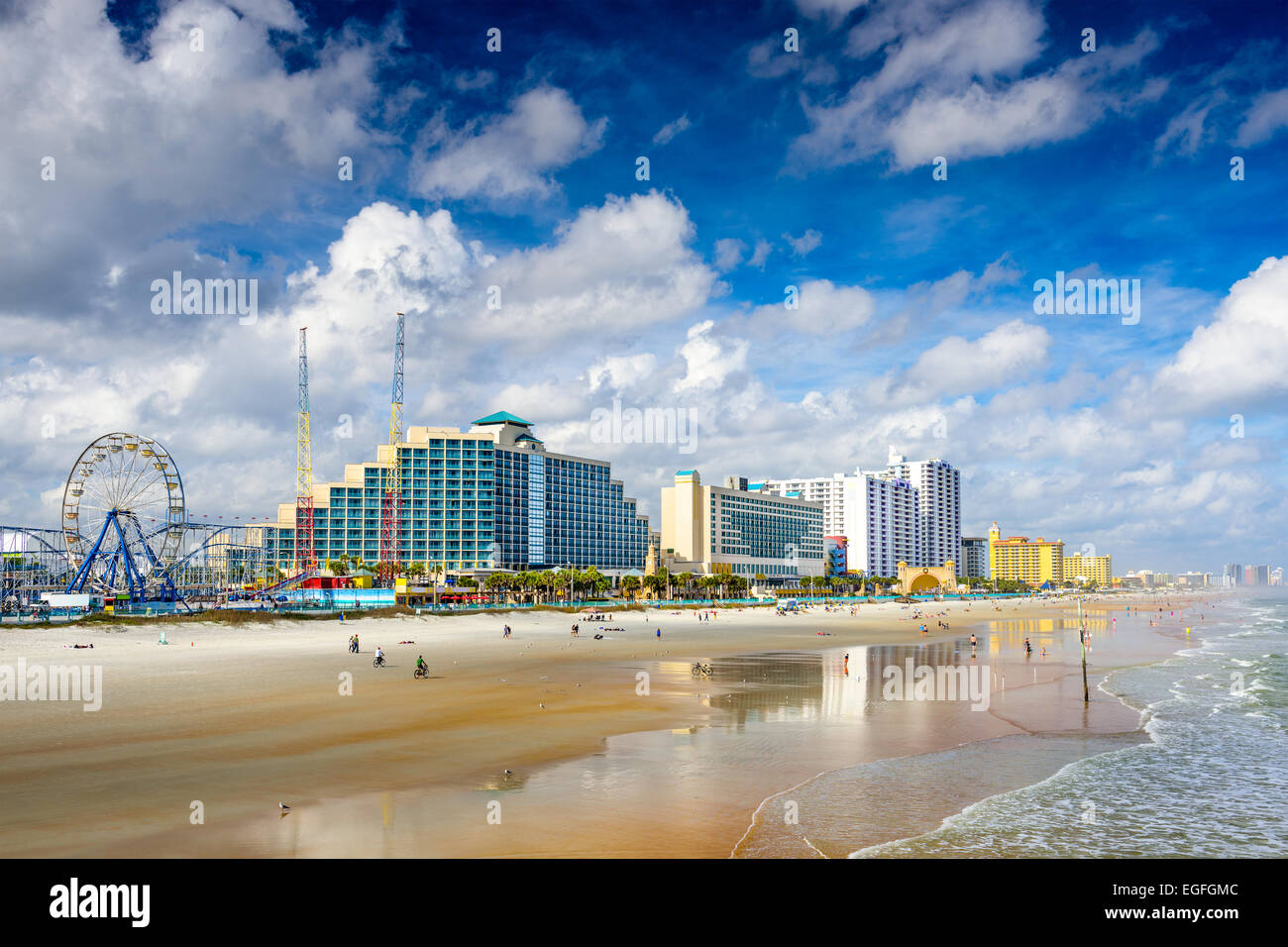 Daytona Beach, Florida, USA am Strand Skyline. Stockfoto