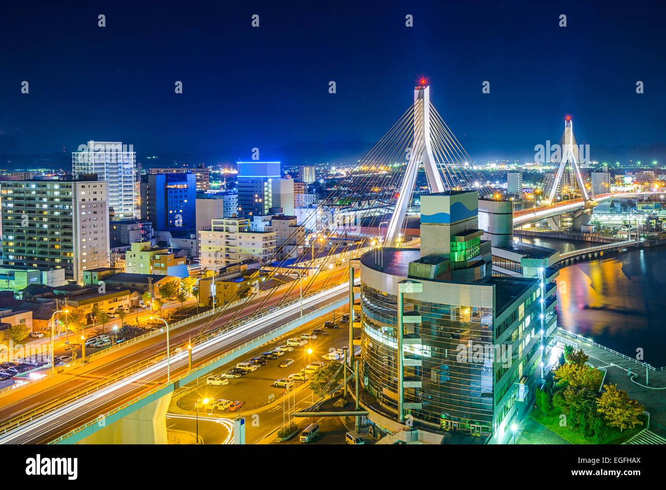 Aomori City, Japan Innenstadt Stadtbild. Stockfoto