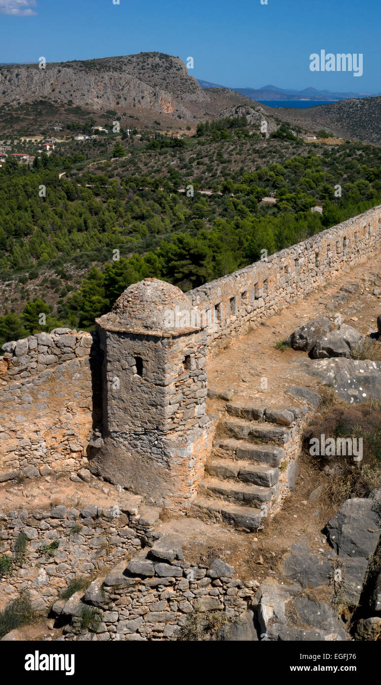 Ruinen der Burg Palamidi, Argolis, Peloponnes, Griechenland, Europa Stockfoto