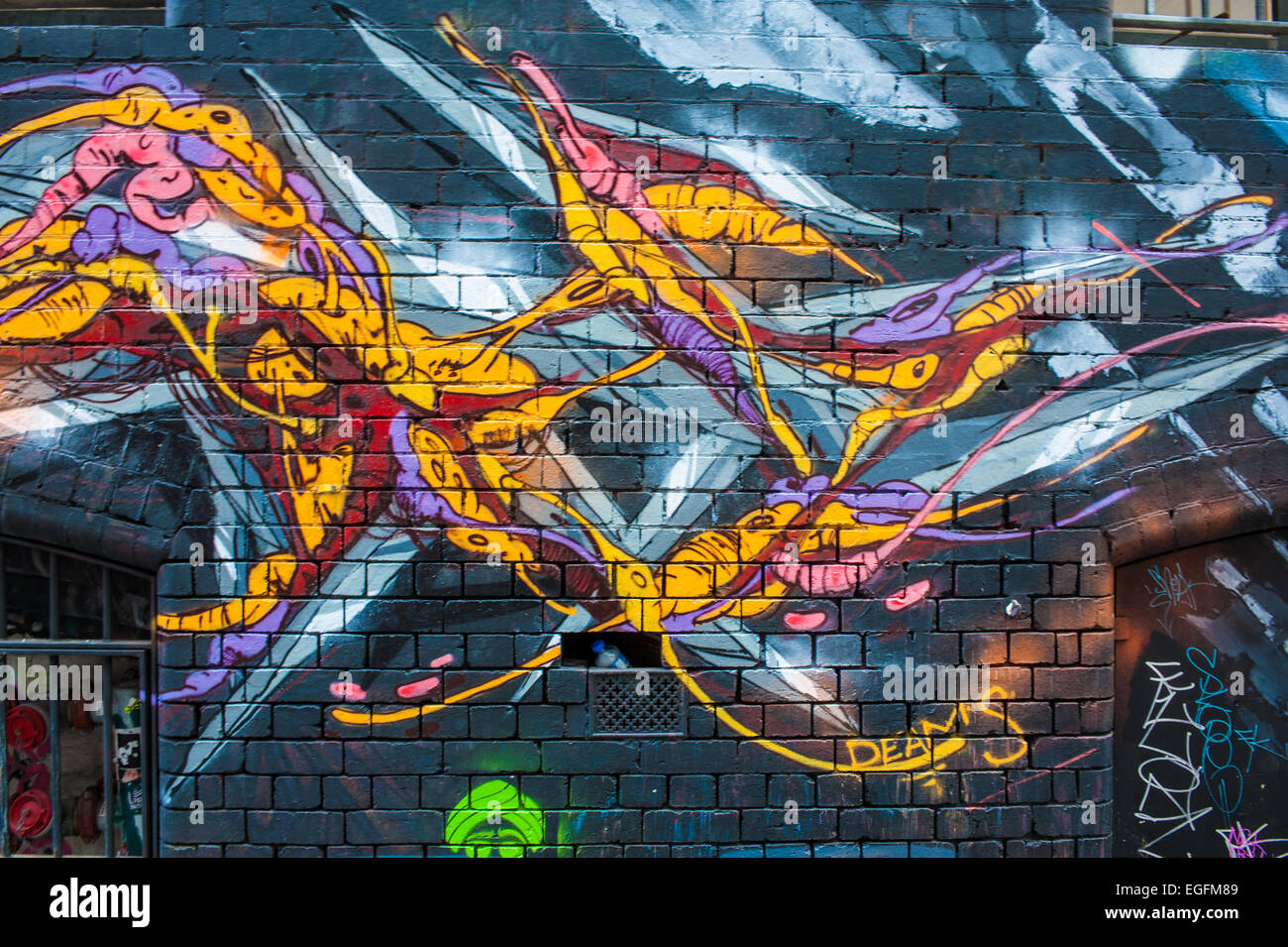 Graffiti in renommierten Hoosier Lane, Melbourne, Australien Stockfoto