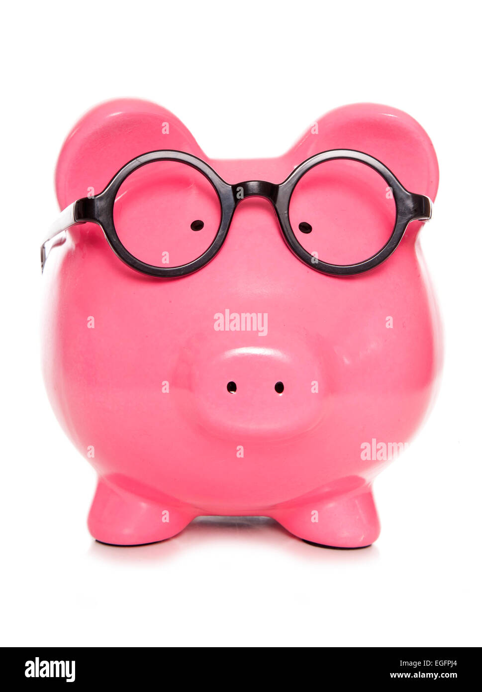 Nerdy clever Piggy Bank-Ausschnitt Stockfoto