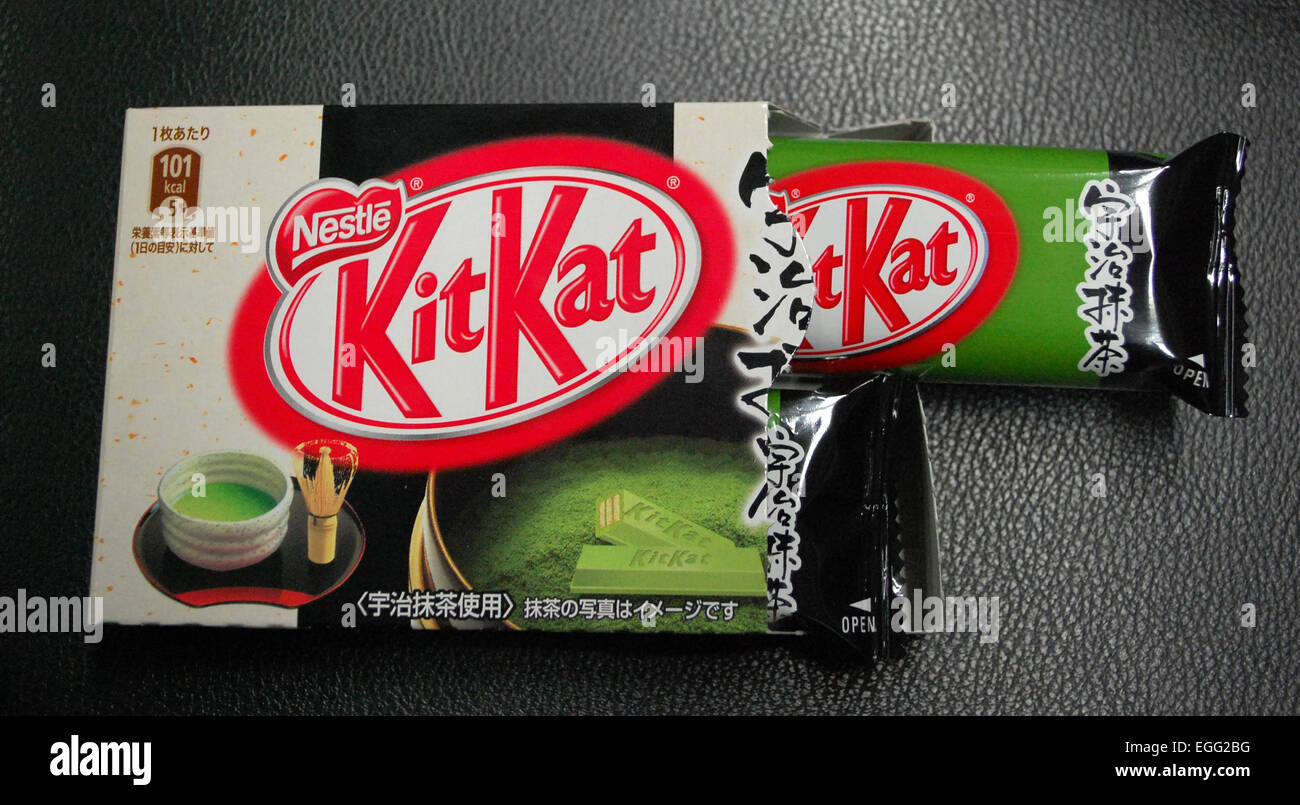 Kitkat Grüntee aus Japan. Stockfoto