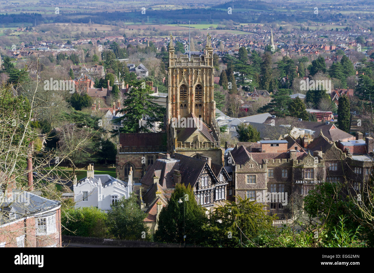 Great Malvern Stadt und Priorat, Worcestershire, England, UK Stockfoto