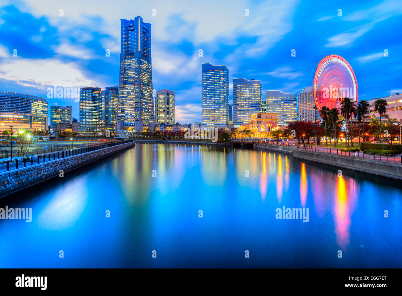 Yokohama, Japan Skyline bei Minato Mirai Hafenviertel. Stockfoto