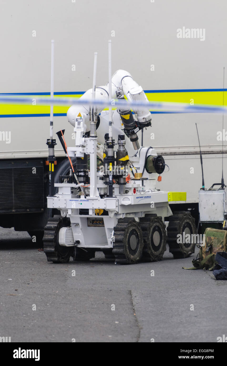 Northrof Grumman Andros Remotec Cutlass Roboter am Unfallort ein Bombenalarm in Nordirland. Stockfoto