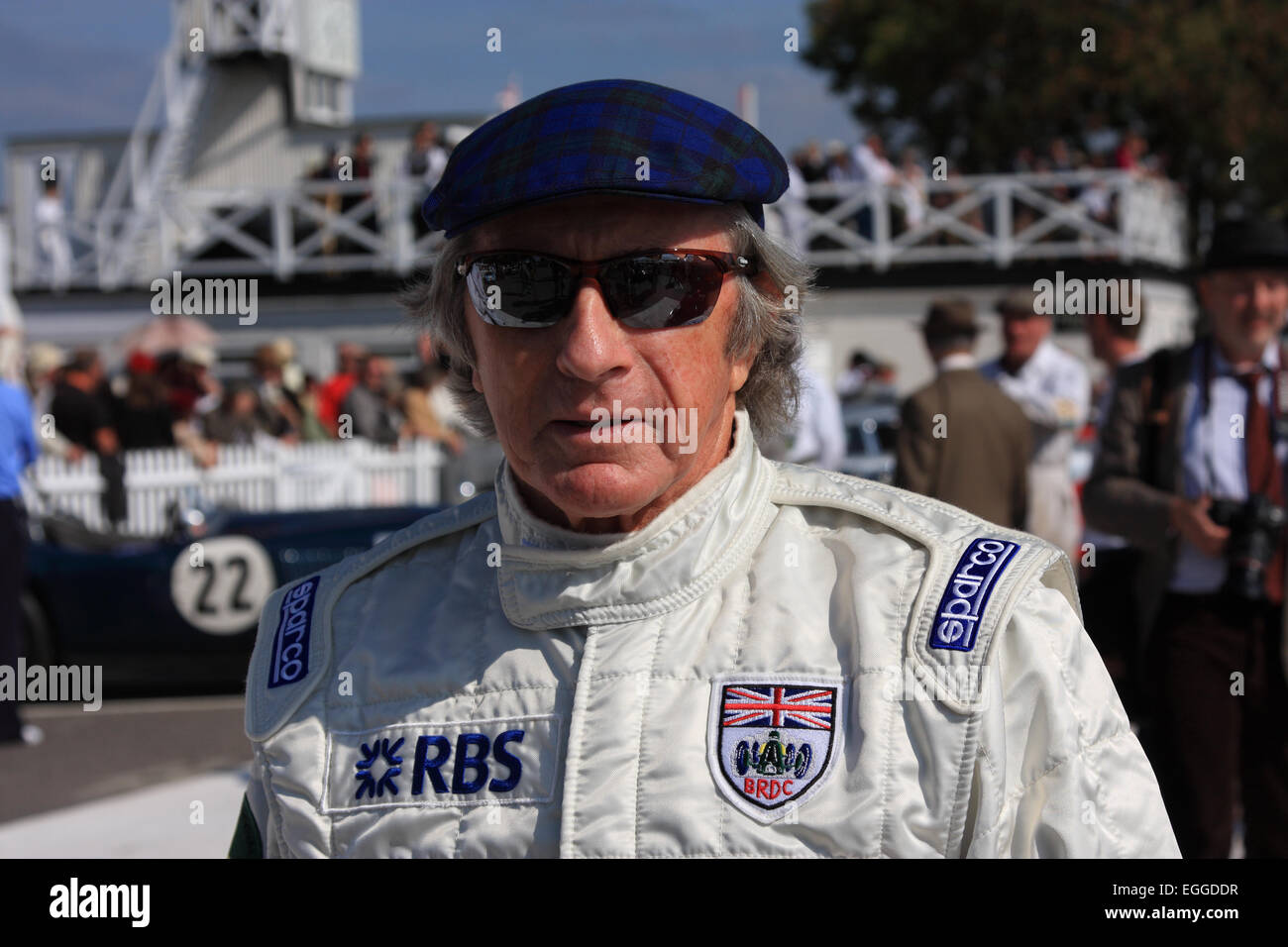 Dreimal - F1 World Champion Sir Jackie Stewart, legendäre Fahrer & unermüdlicher Fürsprecher für Motorsport-Sicherheit / Goodwood Revival Stockfoto