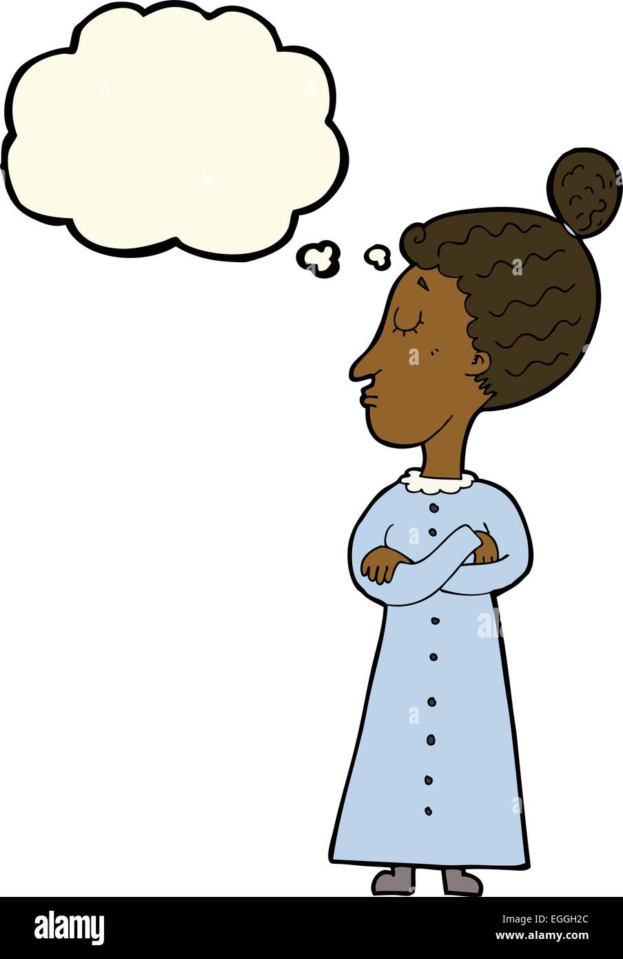Cartoon strengen viktorianischen Lehrer mit Gedankenblase Stock Vektor