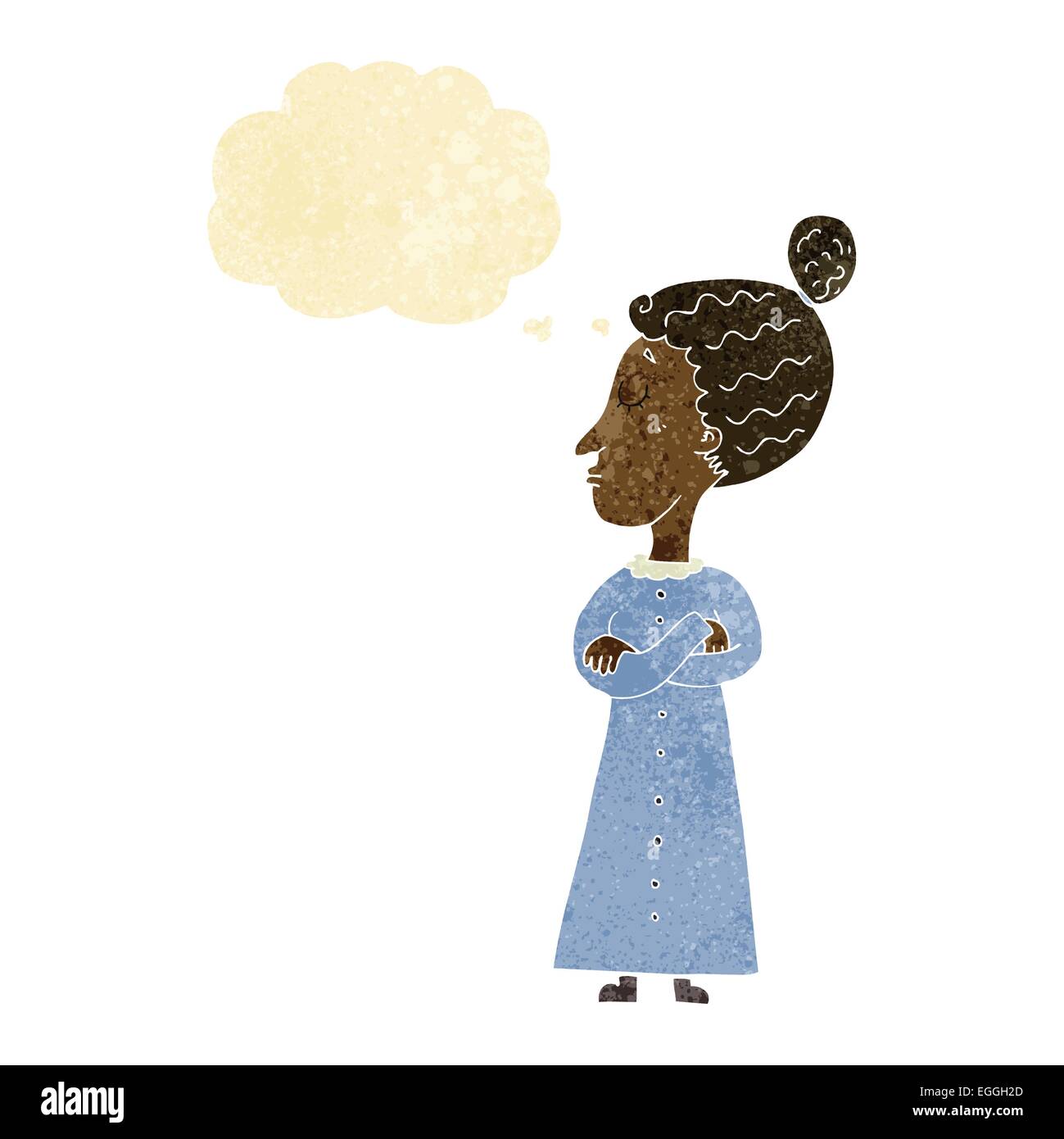 Cartoon strengen viktorianischen Lehrer mit Gedankenblase Stock Vektor