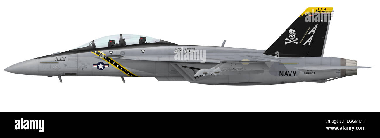 F/A-18F Super Hornet, VFA-103 Jolly Rogers AA-103 zugewiesen. AA 