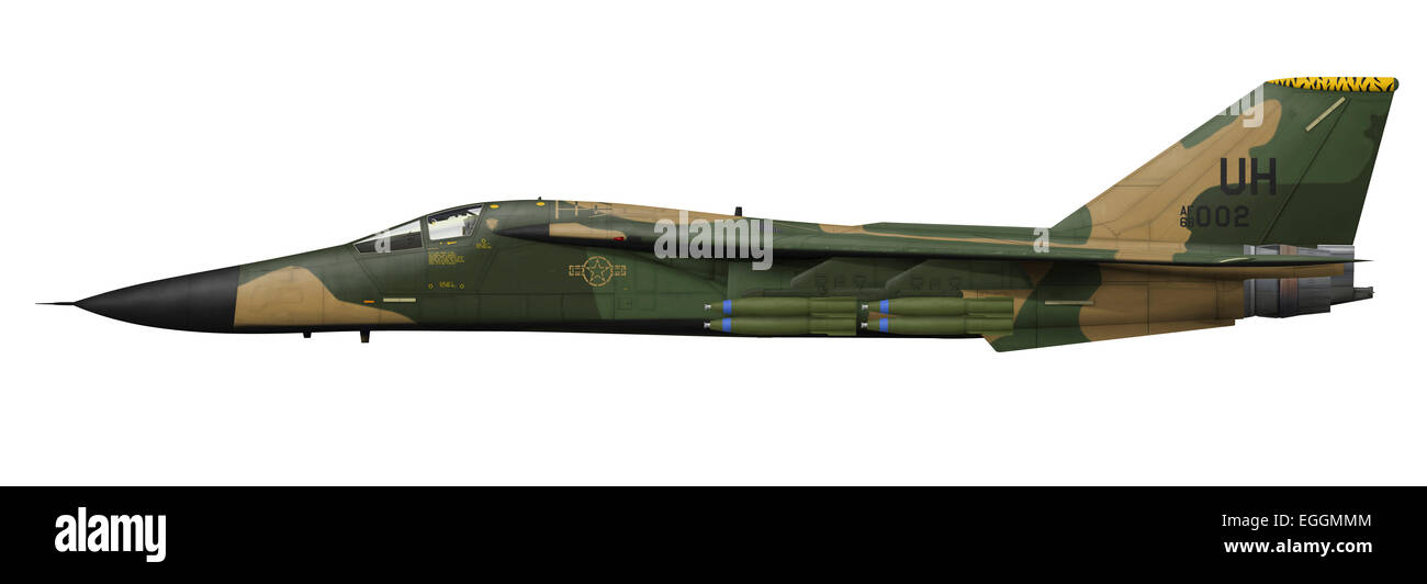 General Dynamics F-111E Erdferkel, Imperial Wizard der 79. Tactical Fighter Squadron, ca. Sommer 1988. Stockfoto