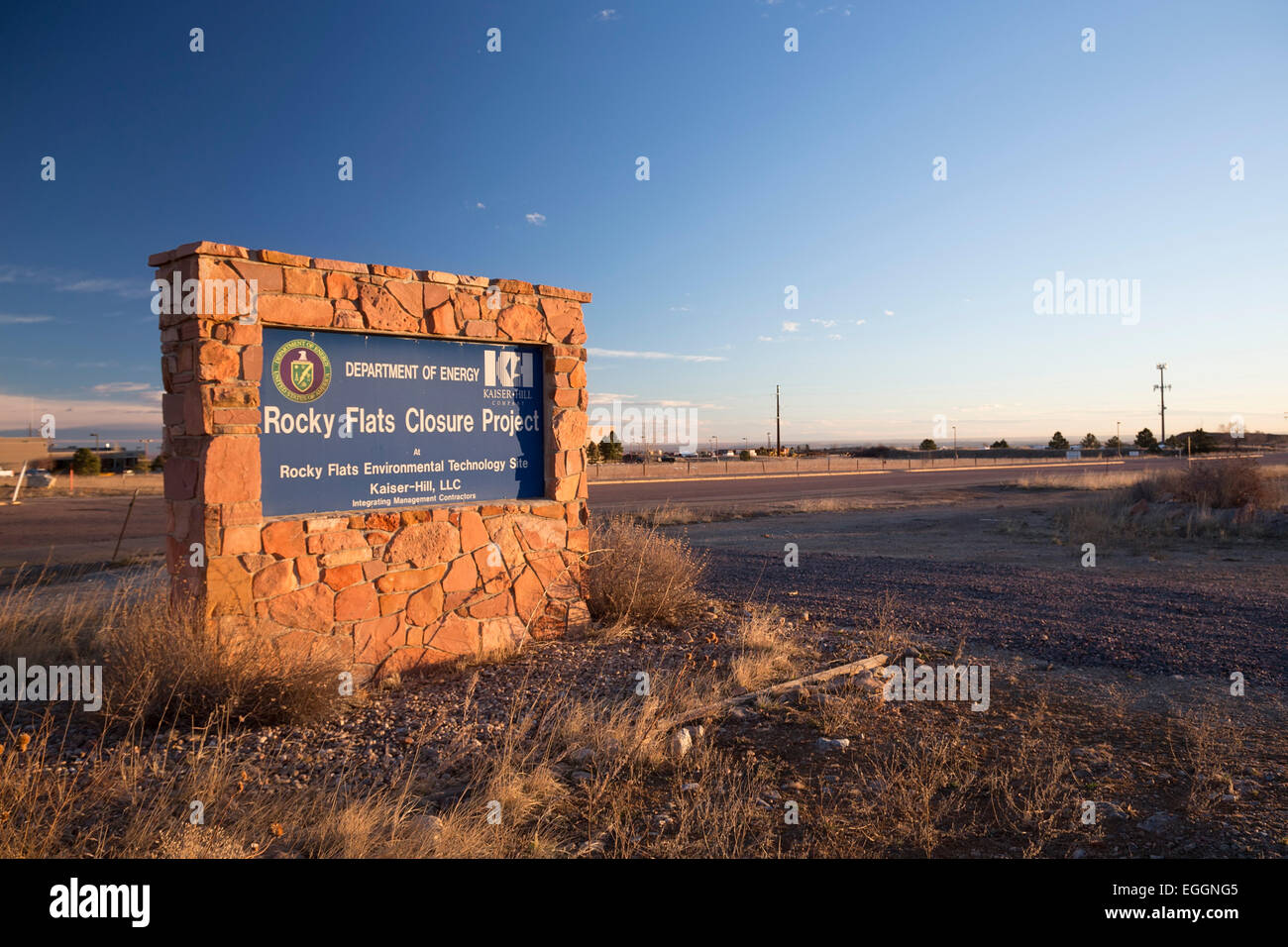 Denver, Colorado - der Eingang zum Rocky Flats National Wildlife Refuge. Stockfoto