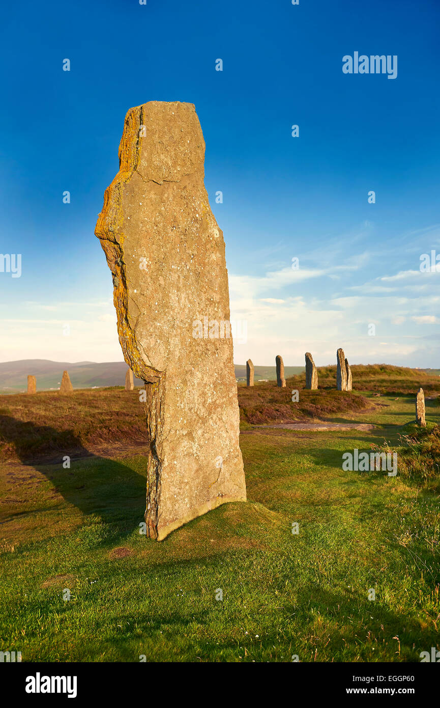 Ring of Brodgar, 2.500 bis ca. 2.000 v. Chr., eine neolithische Steinkreis oder Henge ein UNESCO-Weltkulturerbe, Orkney, Schottland Stockfoto