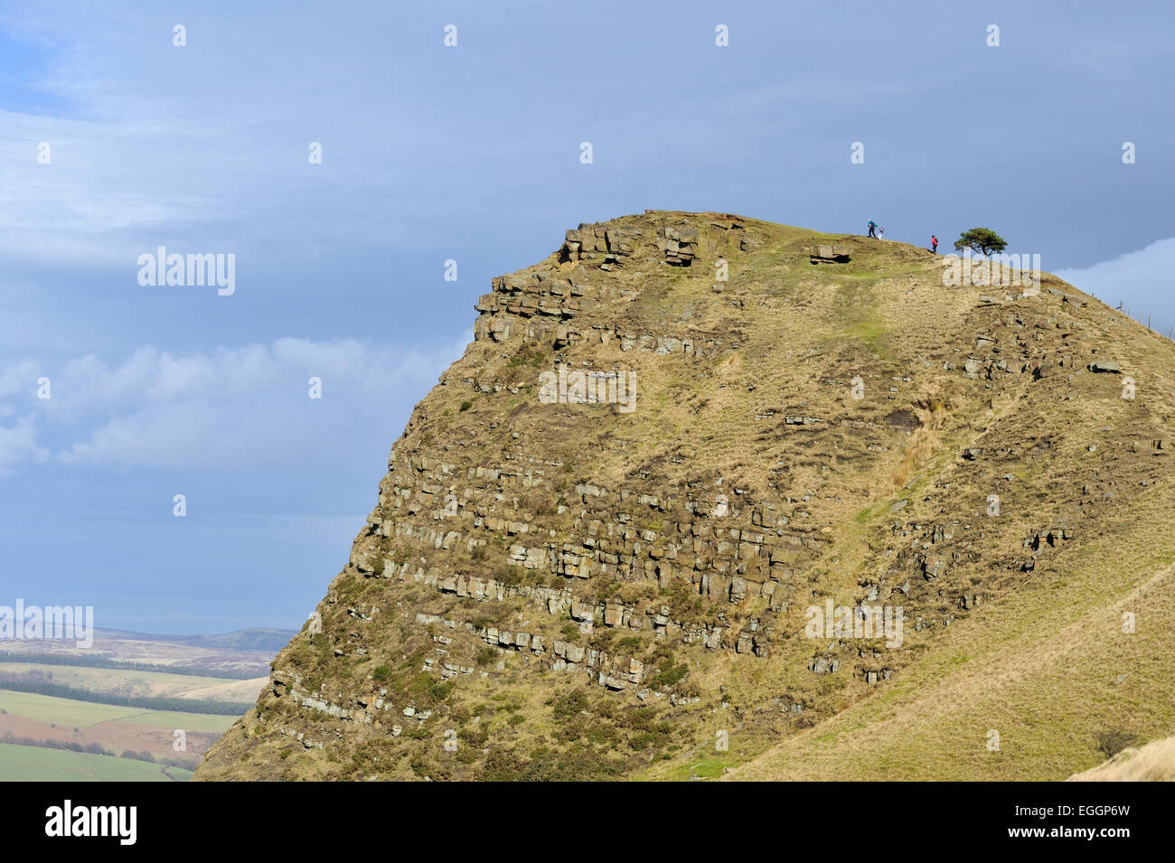 Zurück Tor Gipfel mit Blick auf Vale Edale, Peak District, Derbyshire, UK Stockfoto