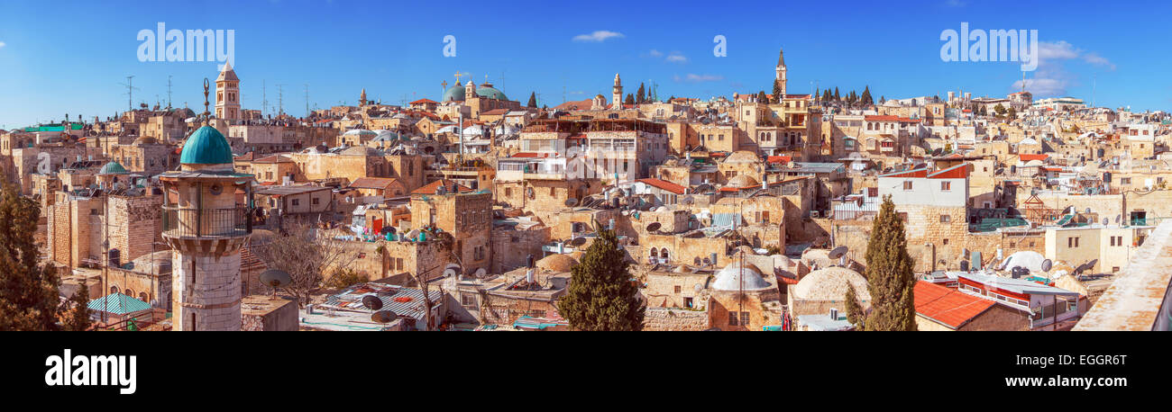 Panorama - Dächer der alten Stadt, jerusalem Stockfoto