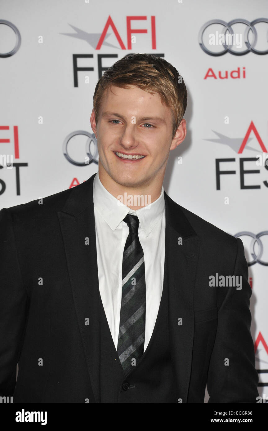 LOS ANGELES, CA - 12. November 2013: Alexander Ludwig bei der Weltpremiere seines Films "Lone Survivor", Bestandteil der AFI Fest 2013 am TCL Chinese Theatre in Hollywood. Stockfoto