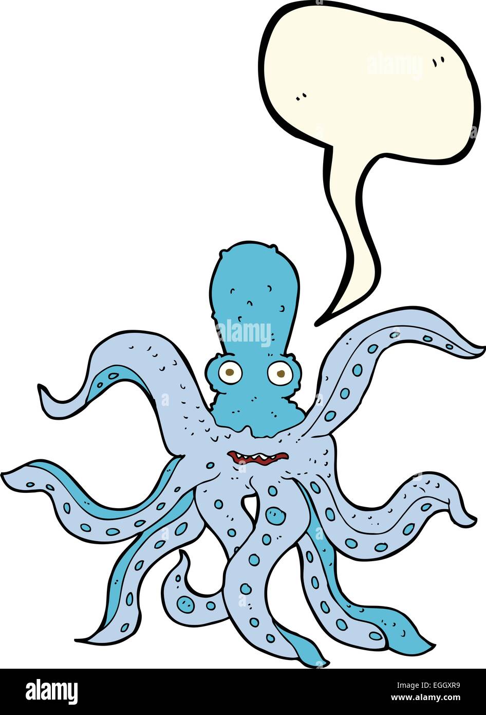 Cartoon Riesenkraken mit Sprechblase Stock Vektor