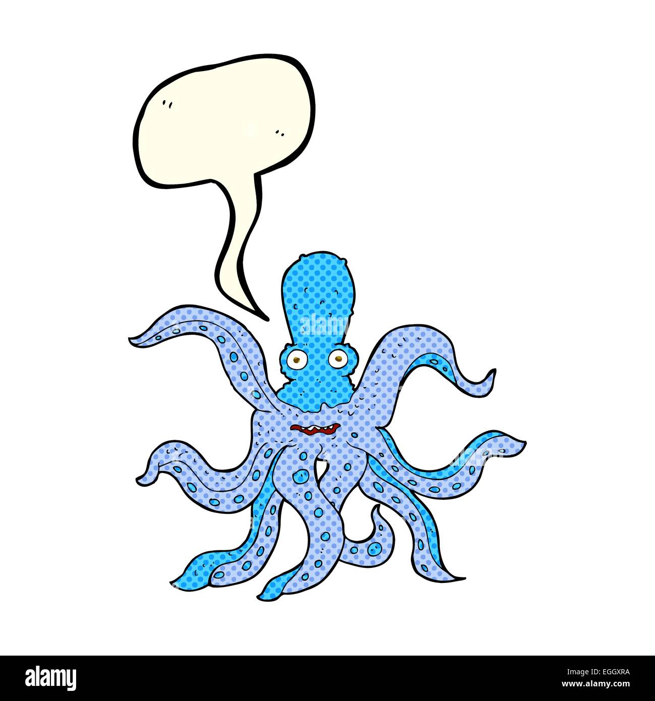 Cartoon Riesenkraken mit Sprechblase Stock Vektor