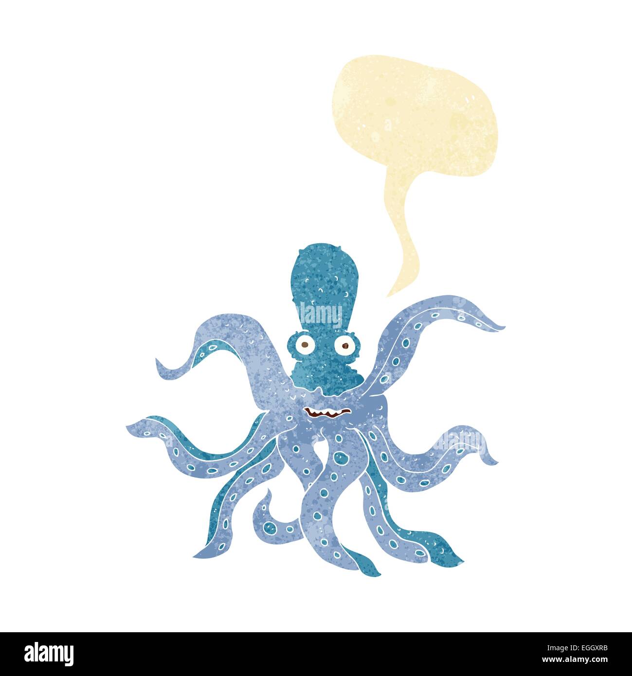 Cartoon Riesenkraken mit Sprechblase Stock Vektor