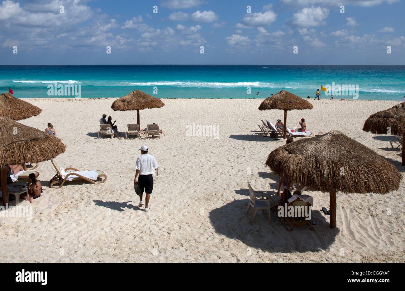 Strand in der Hotelzone, Cancun, Mexiko Stockfoto