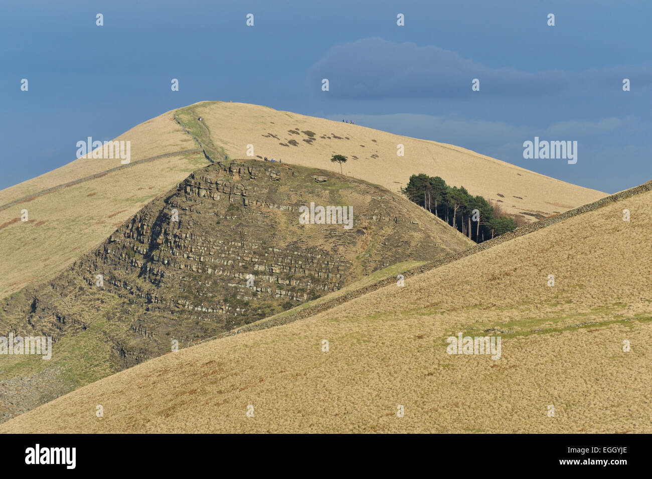 Blick vom Mam Tor Weg Hollins Kreuz, Tor zurück und verlieren Hill, Peak District, Derbyshire, UK Stockfoto