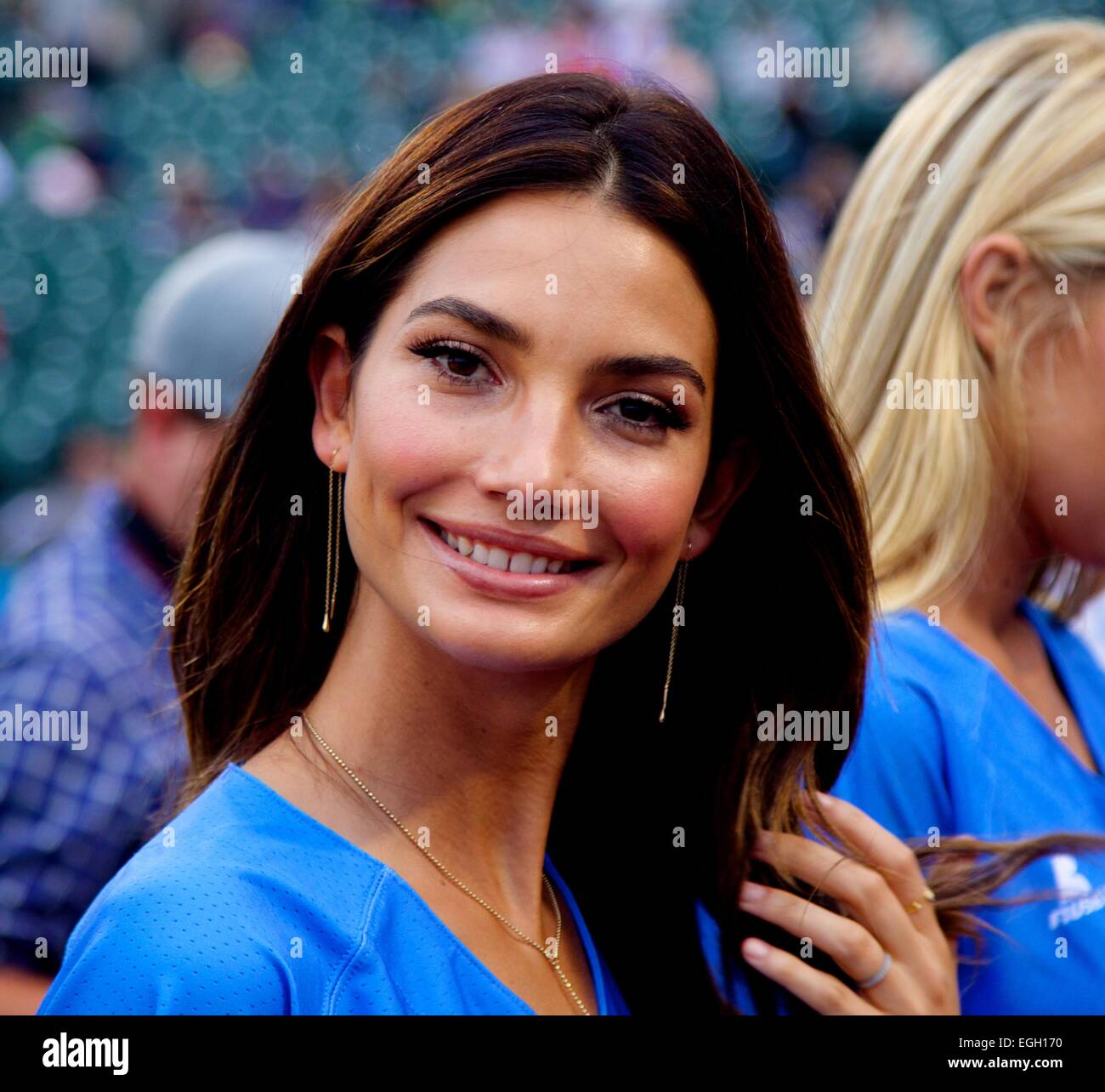 Sports Illustrated Swimsuit Modelle erscheinen bei "The Brooklyn Beach Party" auf Coney Island Featuring: Lily Aldridge wenn: 22. August 2014 Stockfoto