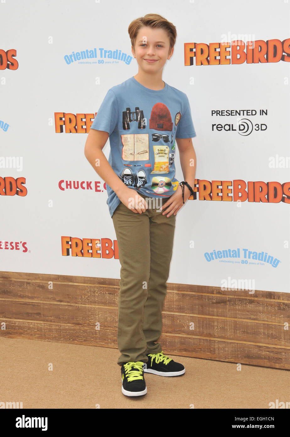 LOS ANGELES, CA - 13. Oktober 2013: Jacob Hopkins bei der Weltpremiere des "Freien Vögel" im Westwood Village Theatre. Stockfoto