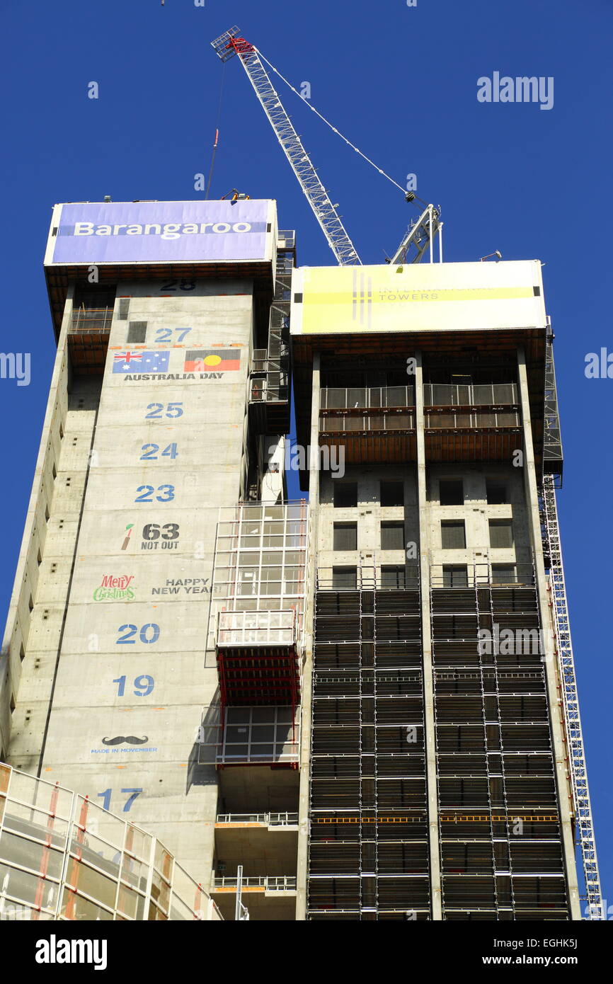 Barangaroo International Towers im Bau in Barangaroo, Sydney, New South Wales, Australien. Stockfoto