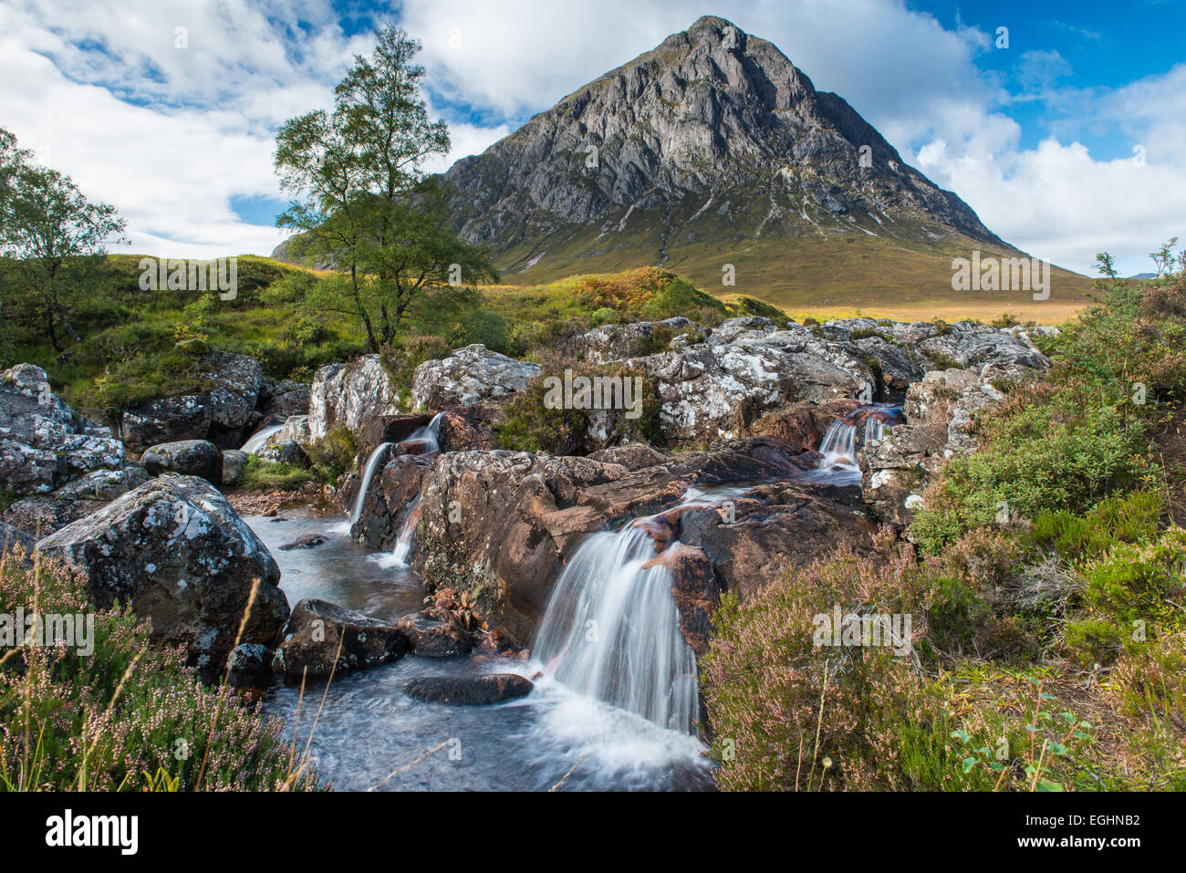 Fluss Coupall Buchaille Etive Mor Stockfoto