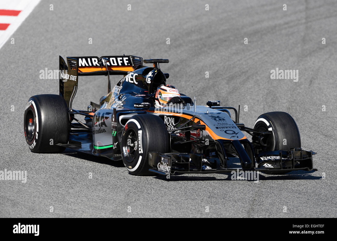 Circuit de Catalunya Montmelo in der Nähe von Barcelona, Spanien 19.-22.2.15, Formel 1 Tests--Nico HŸlkenberg (Hülkenberg), Force India VJM08 Stockfoto
