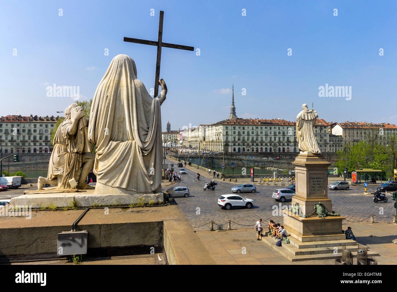 Italien, Piemont, Turin, Gran Madre di Dio, Piazza Vittorio Veneto Stockfoto