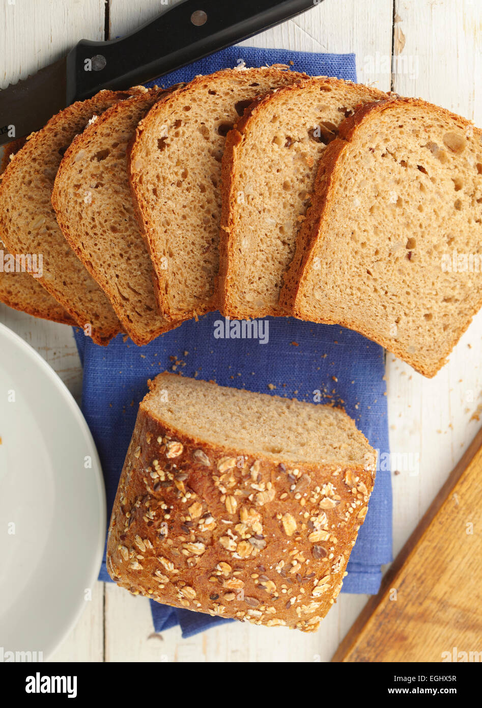Leckeres und frisches Vollkornbrot Stockfoto