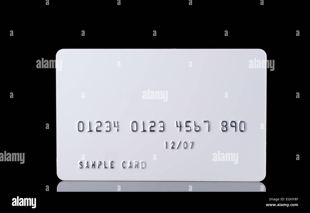 Detail strukturiert Kreditkarte auf schwarz Stockfoto