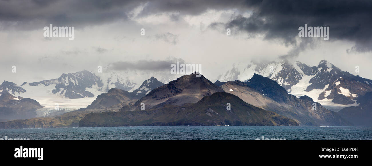Süd-Georgien, Küstengebirge südlich von Grytviken, Panorama Stockfoto