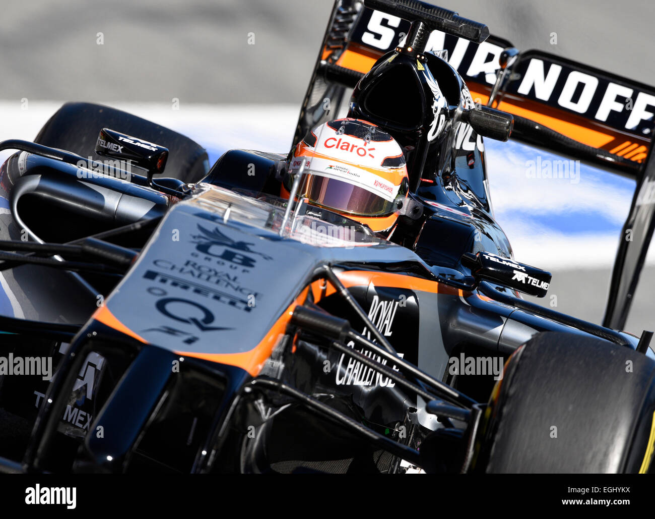 Circuit de Catalunya Montmelo in der Nähe von Barcelona, Spanien 19.-22.2.15, Formel 1 Tests--Nico HŸlkenberg (Hülkenberg), Force India VJM08 Stockfoto